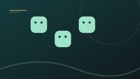 Tri geometrijska bitja na mrežnem ozadju