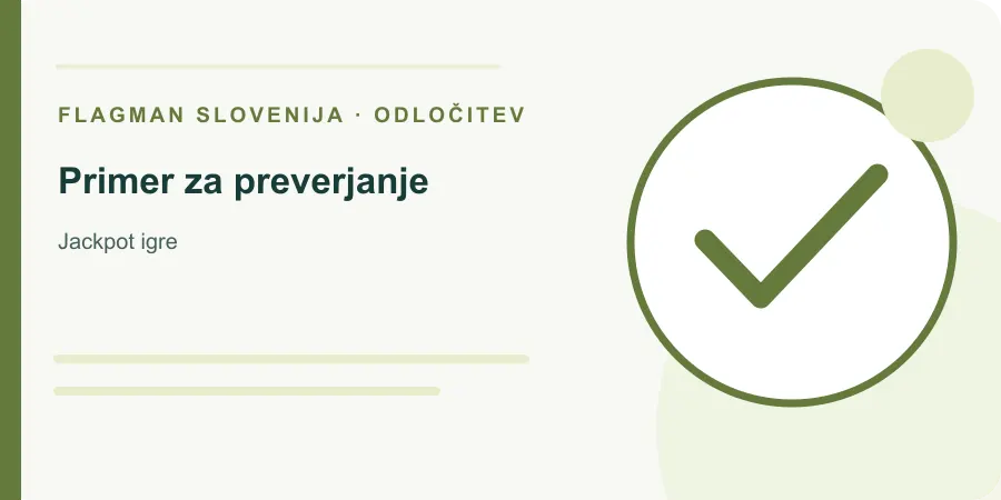 Ilustracija: primer za preverjanje za Jackpot igre