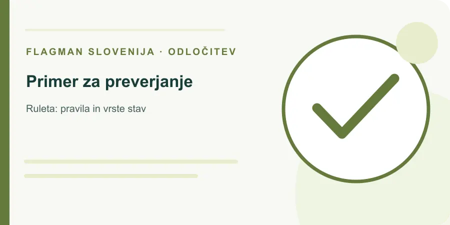 Ilustracija: primer za preverjanje za Ruleta: pravila in vrste stav