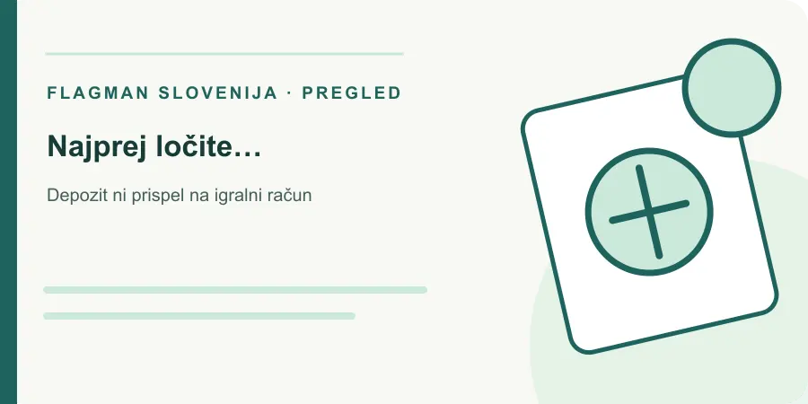Ilustracija: najprej ločite rezervacijo od izvedenega plačila za Depozit ni prispel na igralni račun