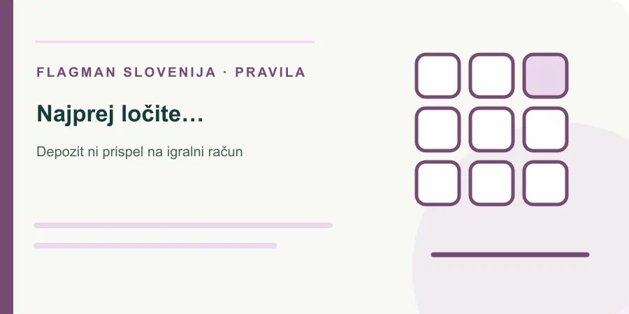 Ilustracija: najprej ločite rezervacijo od izvedenega plačila za Depozit ni prispel na igralni račun
