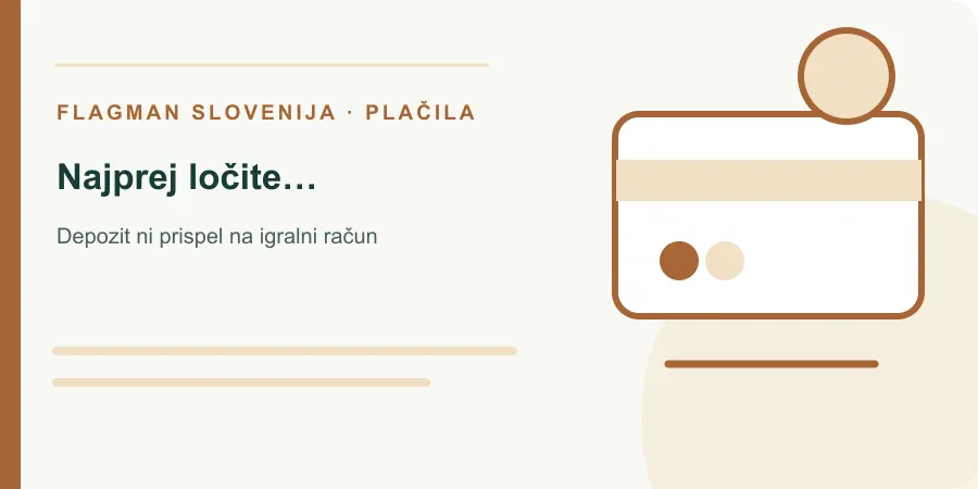 Ilustracija: najprej ločite rezervacijo od izvedenega plačila za Depozit ni prispel na igralni račun