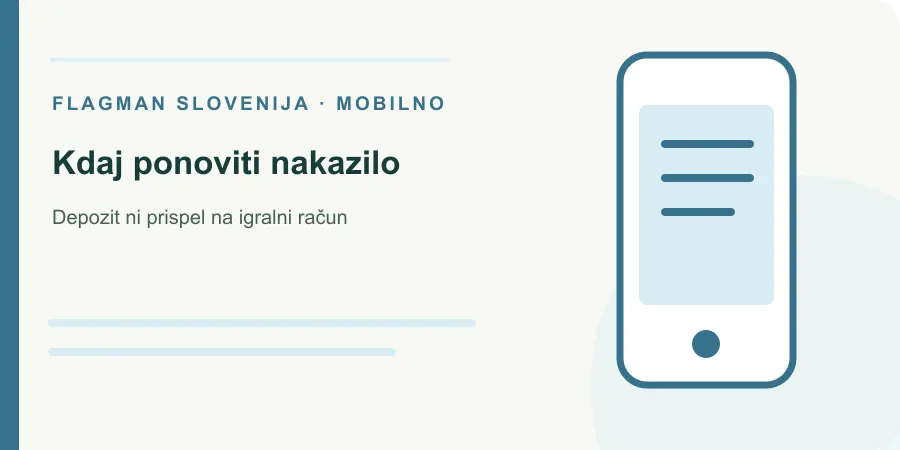 Ilustracija: kdaj ponoviti nakazilo za Depozit ni prispel na igralni račun