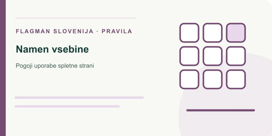 Ilustracija: namen vsebine za Pogoji uporabe spletne strani