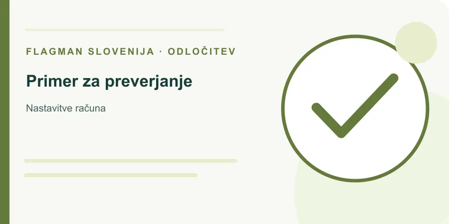 Ilustracija: primer za preverjanje za Nastavitve računa